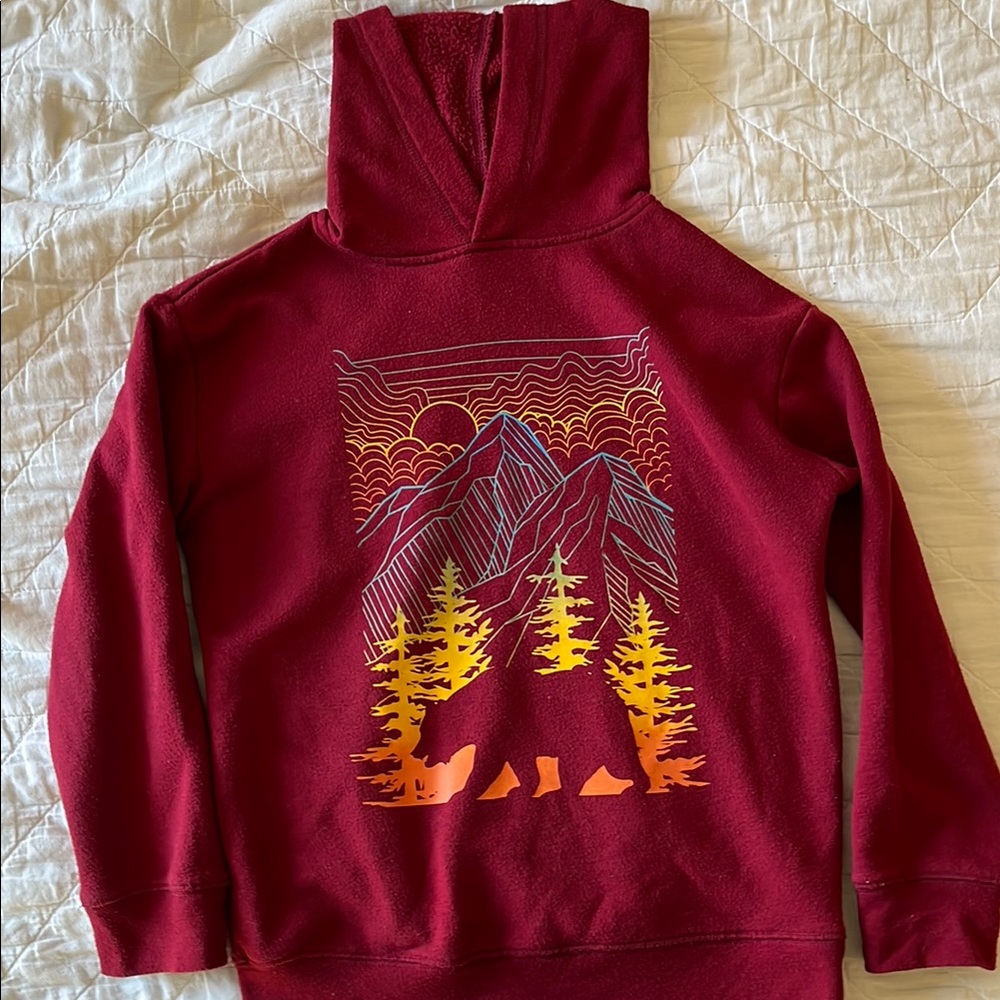 Red Hoodie with Yosemite Park (Mountain and Bear) Design